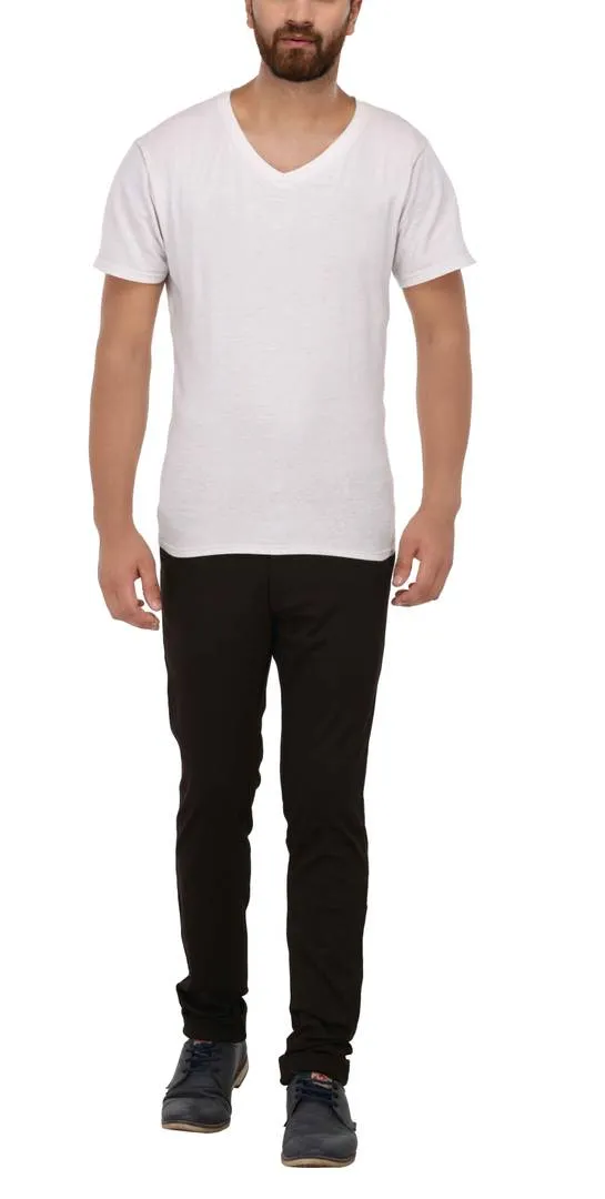 Coffee Stretchable Slim Fit Trousers For Men